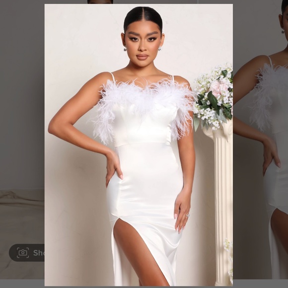 Fashion Nova -Evening Soirée Satin Maxi Dress -White - Picture 2 of 4